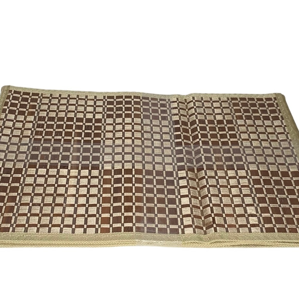 Unbranded brown and crm/tan woven checkered stitch bamboo placemats 4‎ placemats